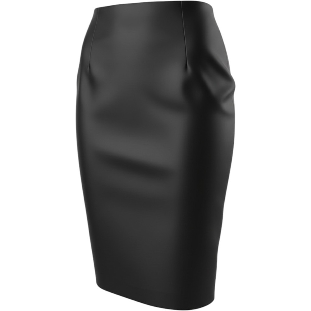 (CL) Teri Jon Black Satin Pencil Skirt Size 10 Midi Stretch Evening Professional